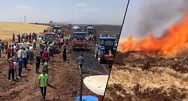 Biçerdöverden çıkan kıvılcım buğday ekili tarlayı kül etti