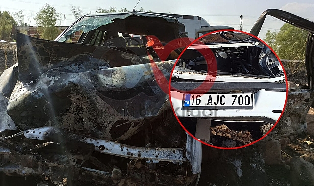 Siverek'te facia kıl payı atlatıldı! Kayalıklara çarpan araç yandı