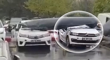 Ankara'da ilginç olay! Savaş uçağının parçası araçların üstüne düştü 