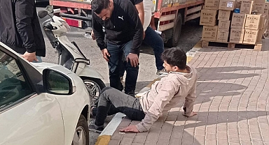 Yokuş aşağı inen motosiklet devrildi! 1 yaralı 