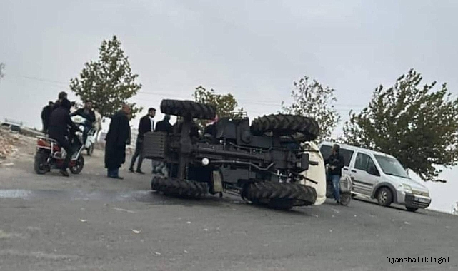 Urfa’da kontrolden çıkan traktör devrildi! 