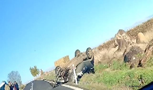 Siverek-Viranşehir kaza! Araç şarampole devrildi