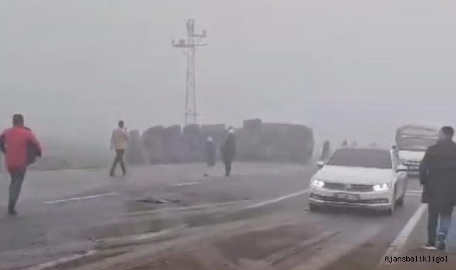 Urfa'da sis kaza getirdi! TIR şarampole devrildi