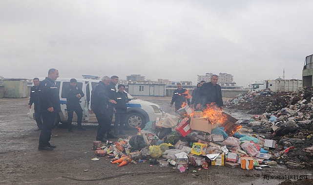 Viranşehir’de çok sayıda ürüne el konularak imha edildi