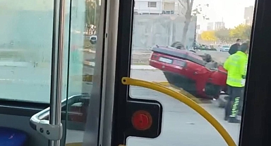 Urfa’da kontrolden çıkan araç takla attı