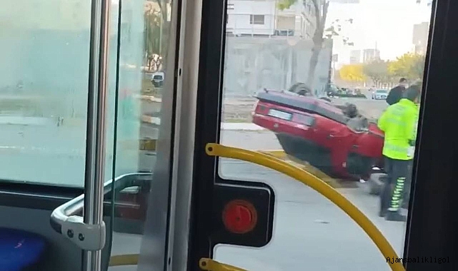 Urfa’da kontrolden çıkan araç takla attı