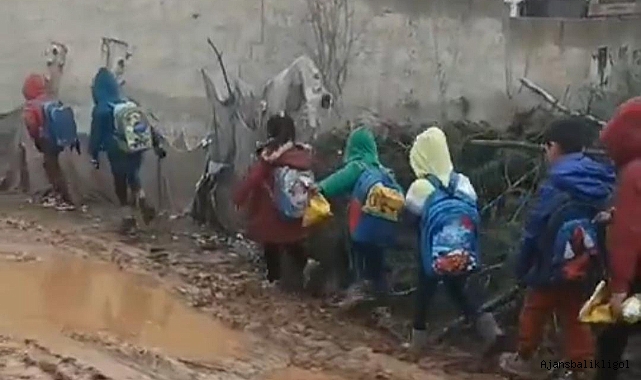 Urfa'da okul yolu çile dolu! Çamur ile boğuşuyorlar