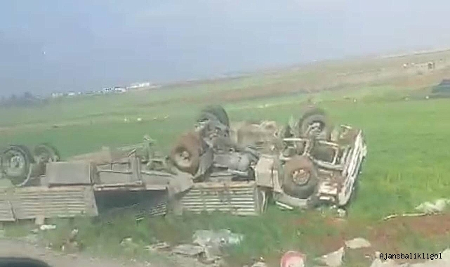 Suruç yolunda kaza! TIR şarampole devrildi