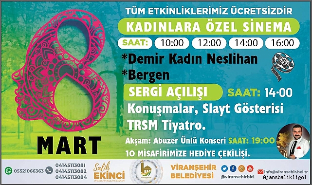 Viranşehir Belediyesinden ‘8 Mart Dünya Kadınlar Günü’ etkinliklerine davet 