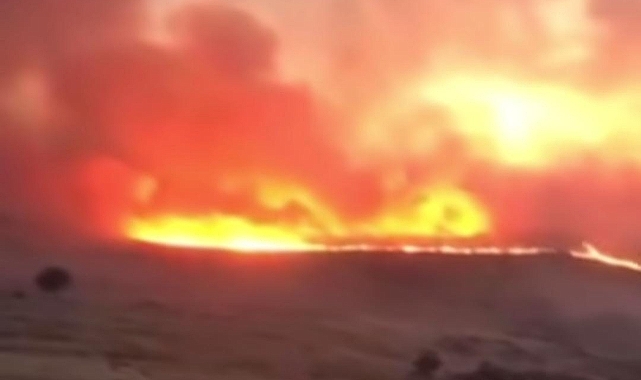Mera alanında çıkan yangın ekili arazilere sıçradı
