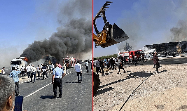 Şanlıurfa’da Saman Yüklü TIR Alev Alarak Yandı!
