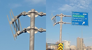 Şanlıurfa’da Kırılan Yön Tabelası Tehlike Saçıyor! 