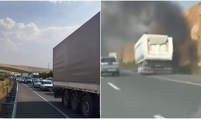 GAP Havalimanı Mevkiinde Seyir Halindeki Tır Alev Aldı!