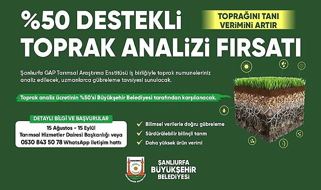 Şanlıurfa Büyükşehir Belediyesi’nden Çiftçilere Yüzde 50 Hibeli Toprak Analizi Desteği