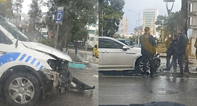 Polis Aracı ile Otomobil Çarpıştı: Maddi Hasar Oluştu