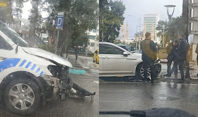 Polis Aracı ile Otomobil Çarpıştı: Maddi Hasar Oluştu