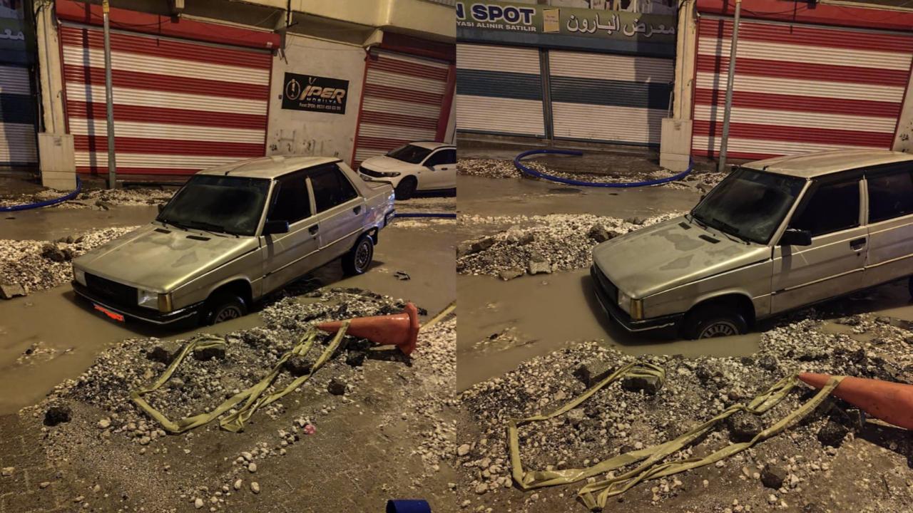 Viranşehir’de Sel Alarmı: Araçlar Çukura Düştü