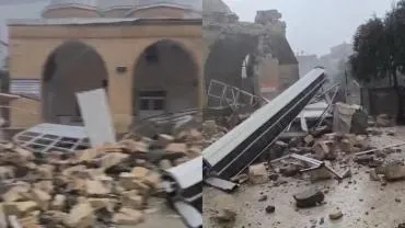 Şanlıurfa’da Fırtına Cami Ve Minareyi Yıktı