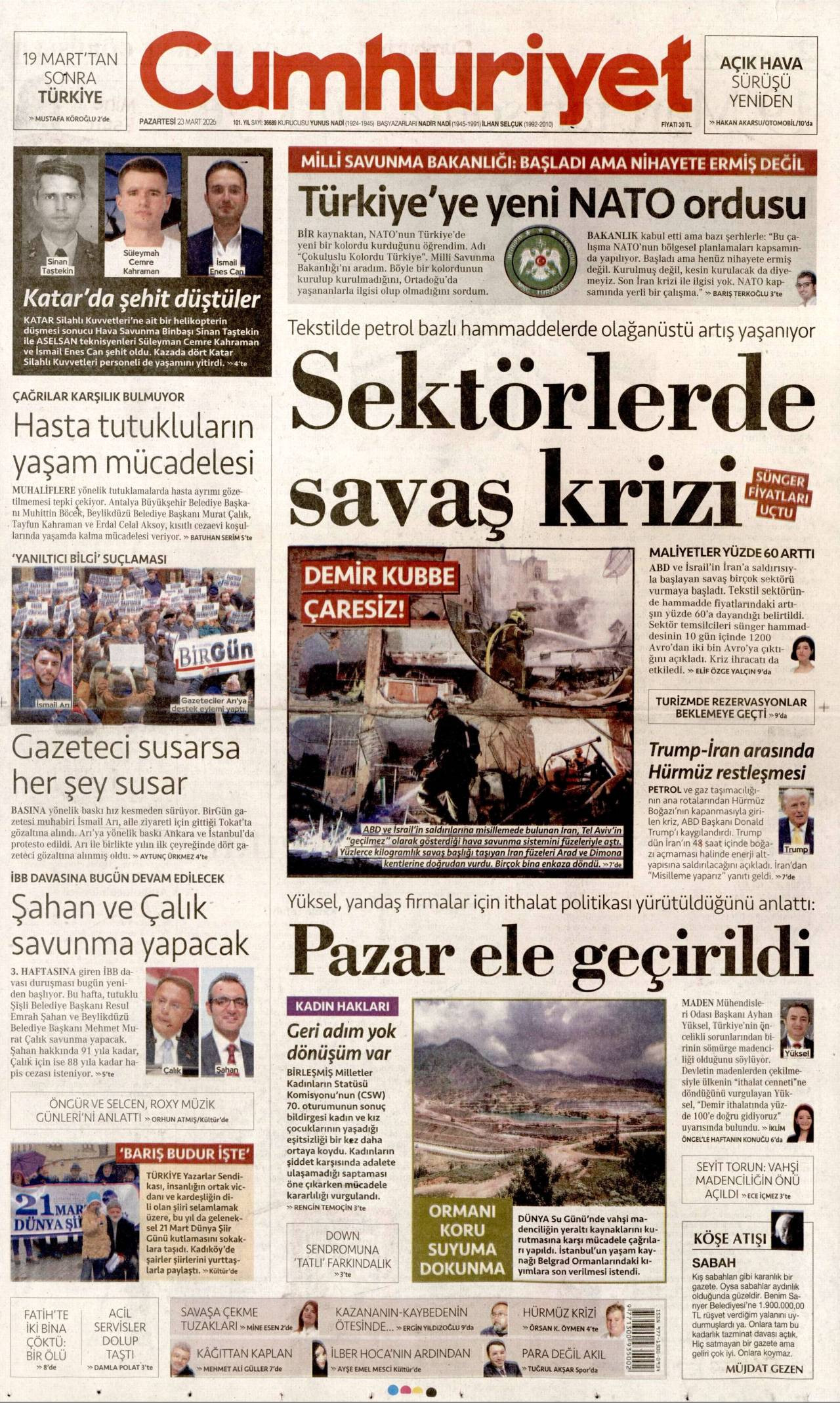 Cumhuriyet Gazete Manşeti