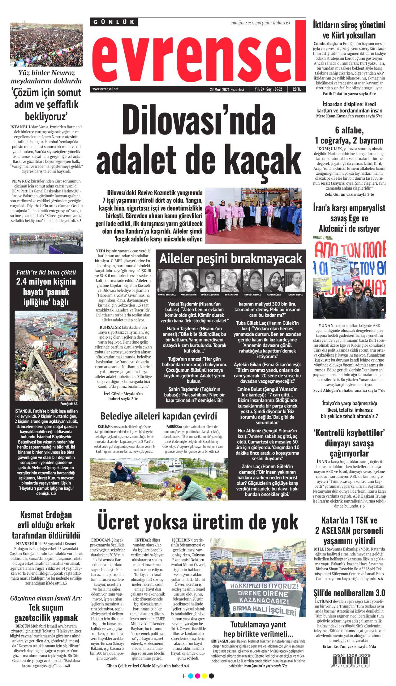 Evrensel Gazete Manşeti