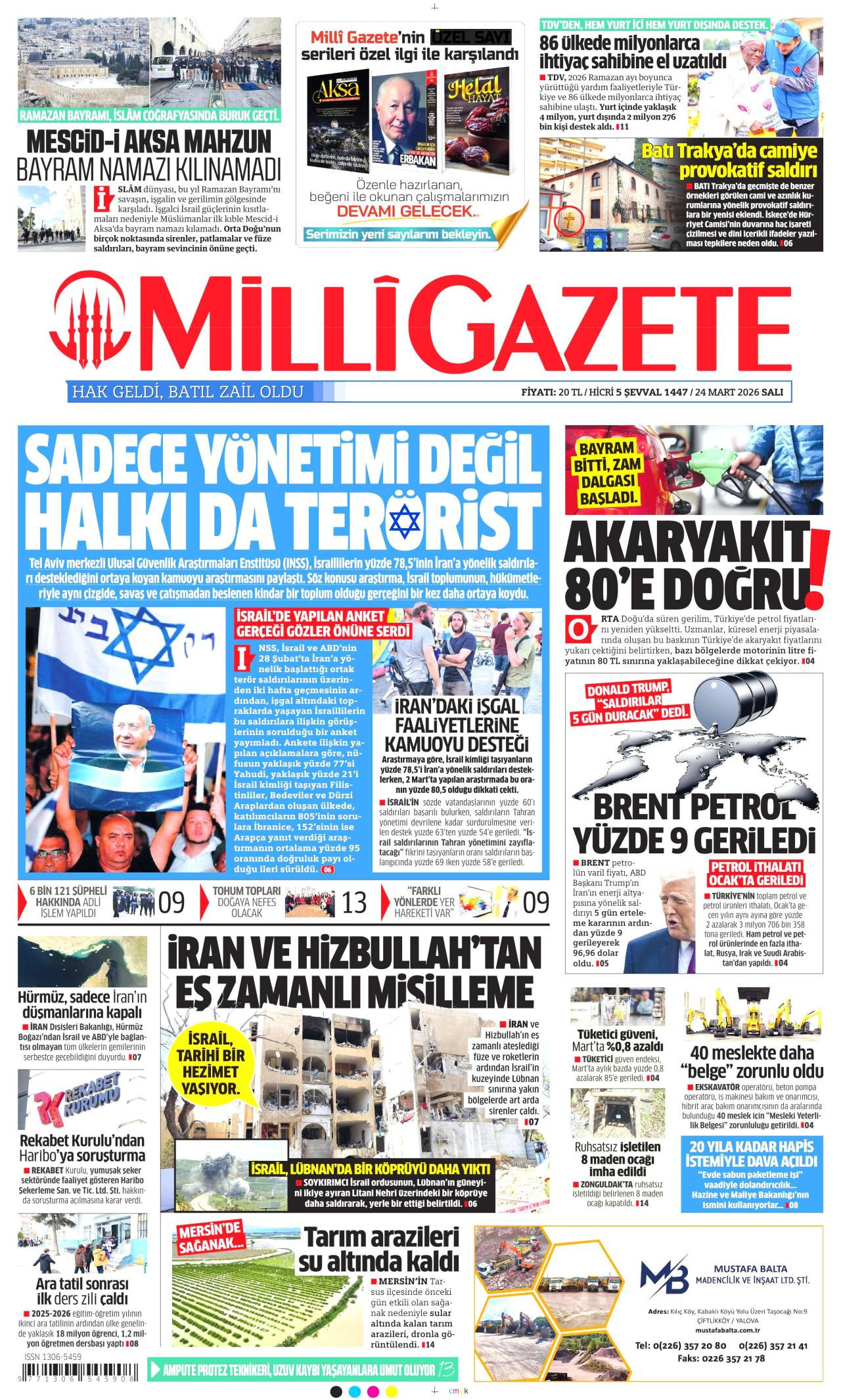 Milli Gazete Gazete Manşeti