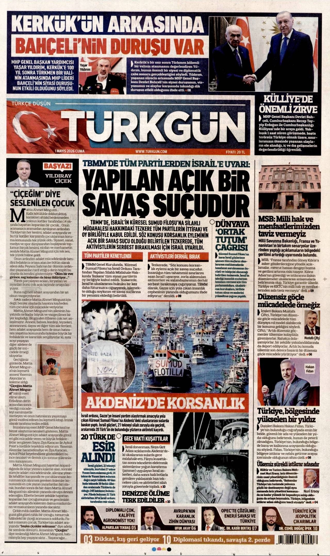 Türkgün Gazetesi Gazete Manşeti