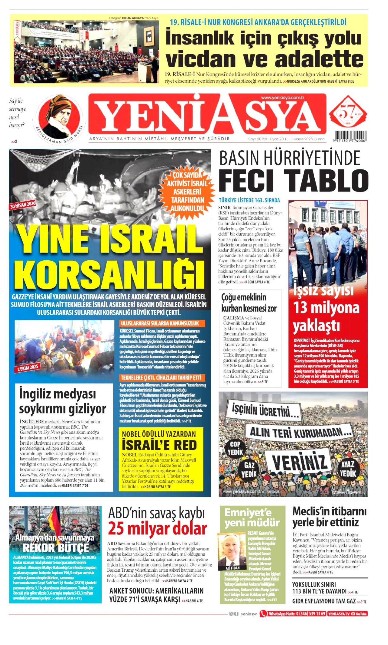 Yeni Asya Gazetesi Gazete Manşeti