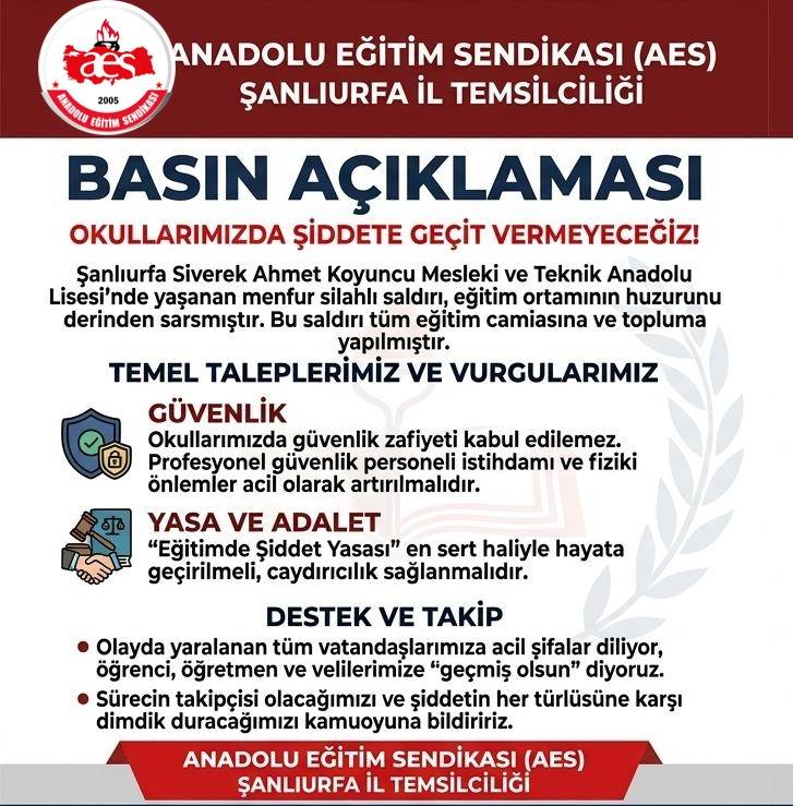 Anadolu Eğitim Sendikası'dan Siverek Sert Tepkisi