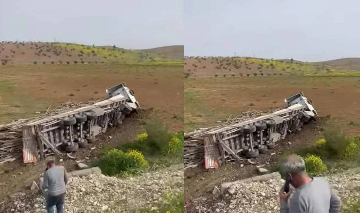 Şanlıurfa’da Kontrolden Çıkan Tır Şarampole Devrildi