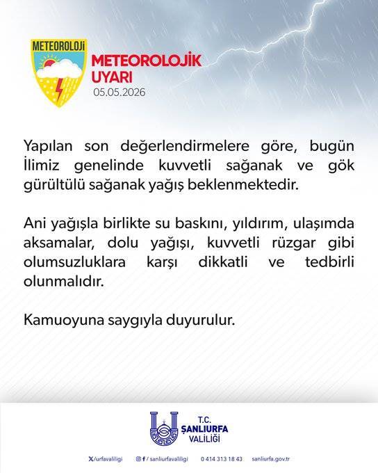 Şanlıurfa’da Kuvvetli Sağanak Yağış Etkili Oldu!