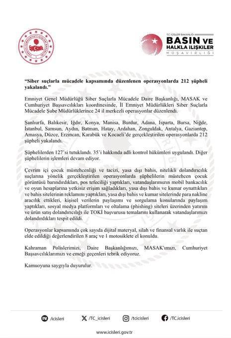 Urfa Dahil 24 İlde Siber Suç Operasyonu: 212 Gözlatı