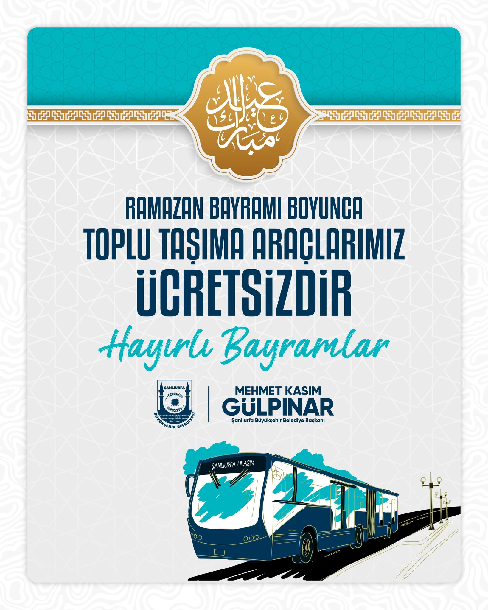 Şanlıurfa’da Toplu Ulaşım Ücretsiz Olacak!